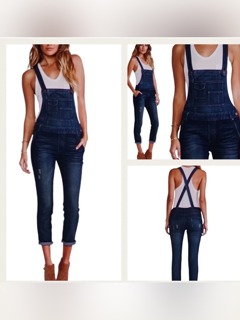 FREE PEOPLE Denim Backless Overalls Size 27
